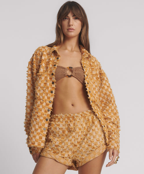 Gingham Daria Shacket - Yellow | One Teaspoon USA