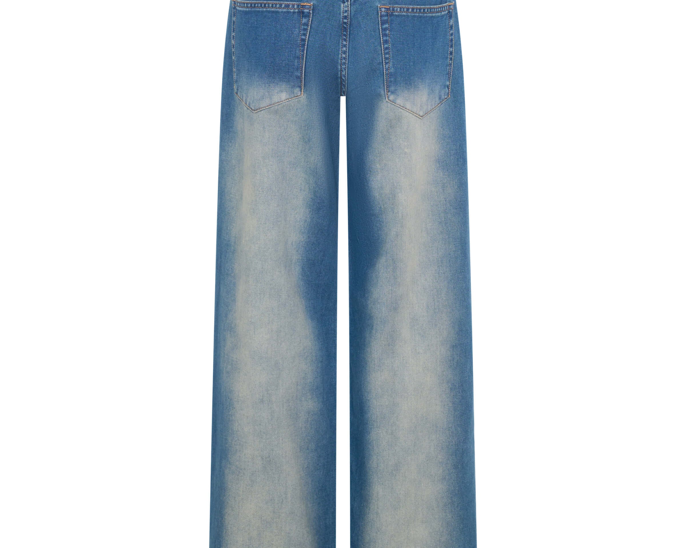 Jackson Mid Waist Wide Leg Denim Jeans - Blue Ranch