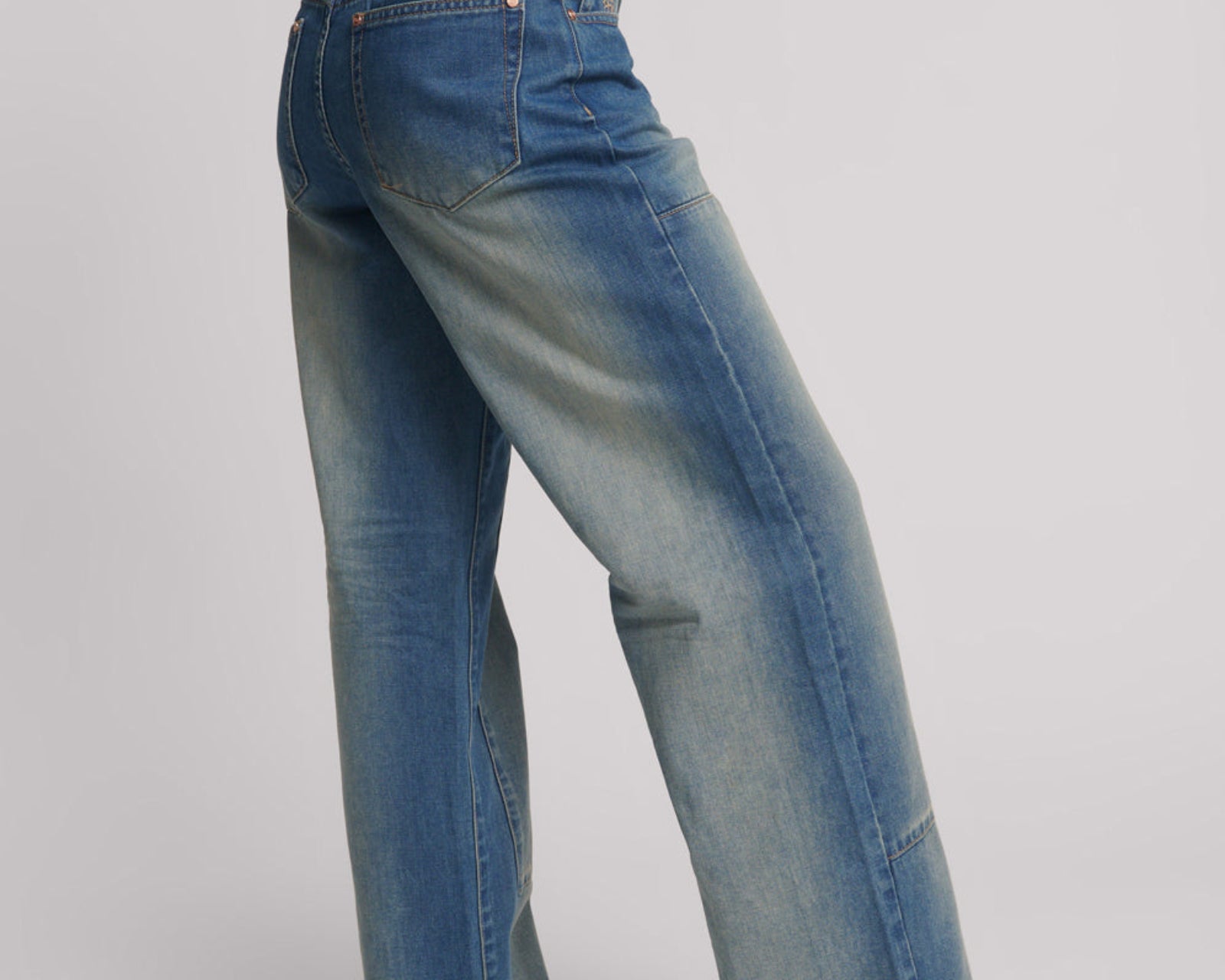 Jackson Mid Waist Wide Leg Denim Jeans - Blue Ranch