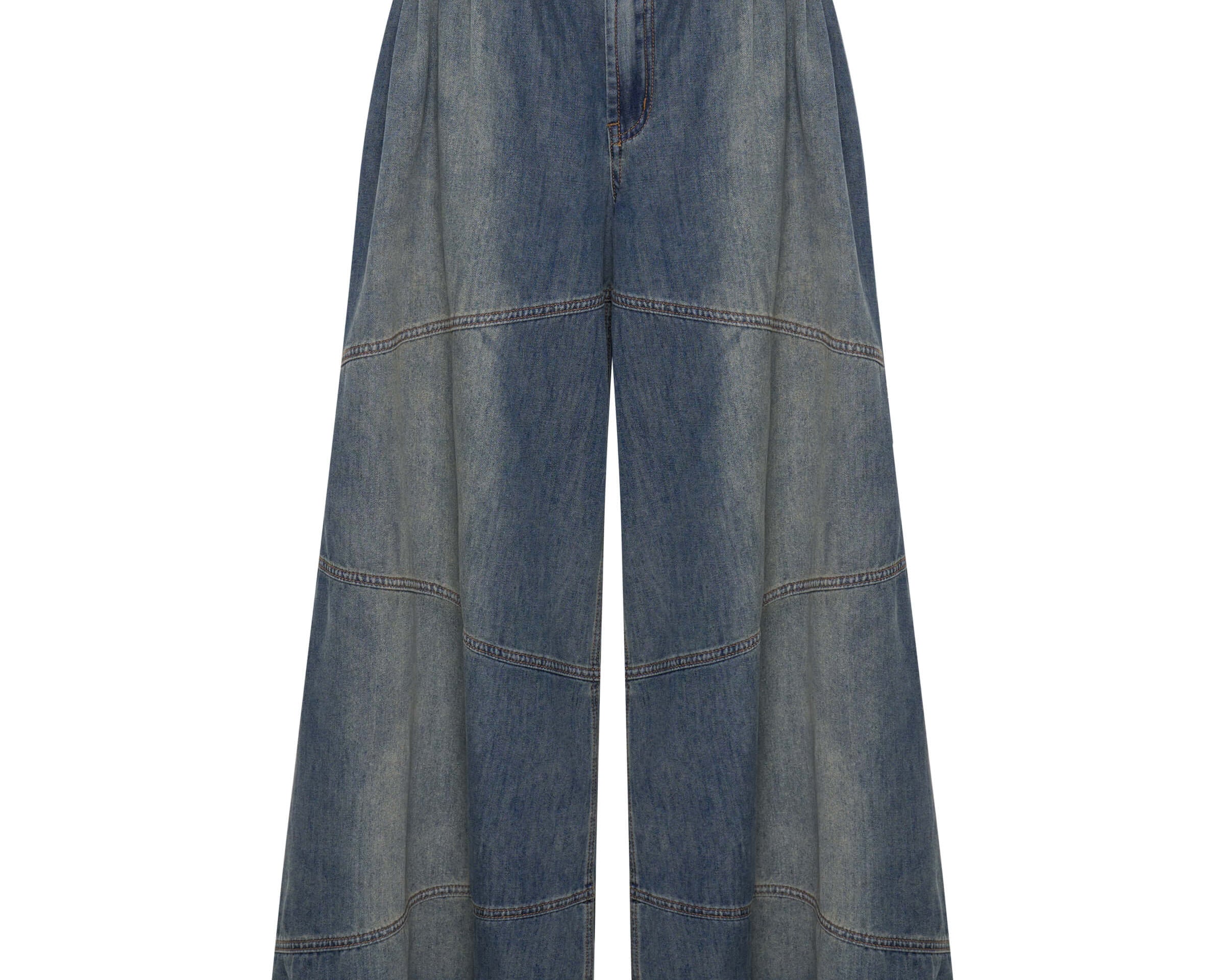 Daddios Low Waist Super Wide Leg Denim Jeans - Blue Sand