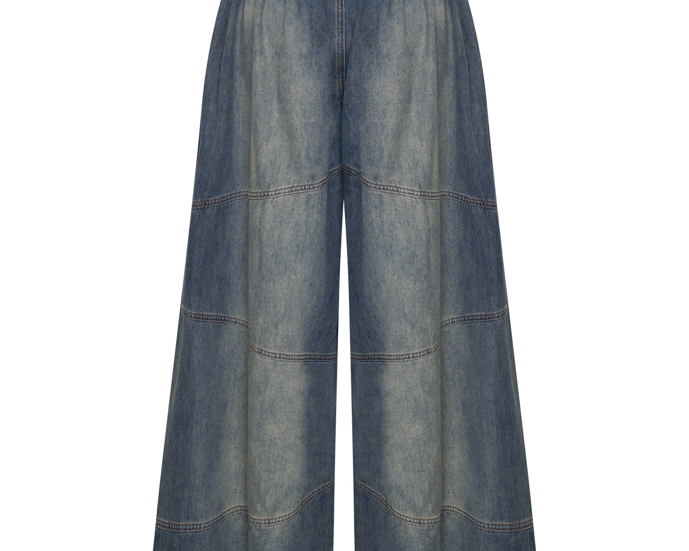 Daddios Low Waist Super Wide Leg Denim Jeans - Blue Sand