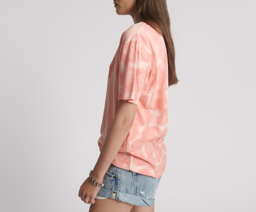 Heart Throb Tie Dye Boyfriend Tee - Coral Pink