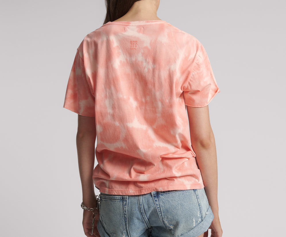 Heart Throb Tie Dye Boyfriend Tee - Coral Pink