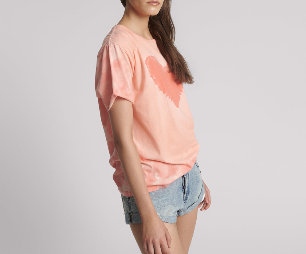 Heart Throb Tie Dye Boyfriend Tee - Coral Pink