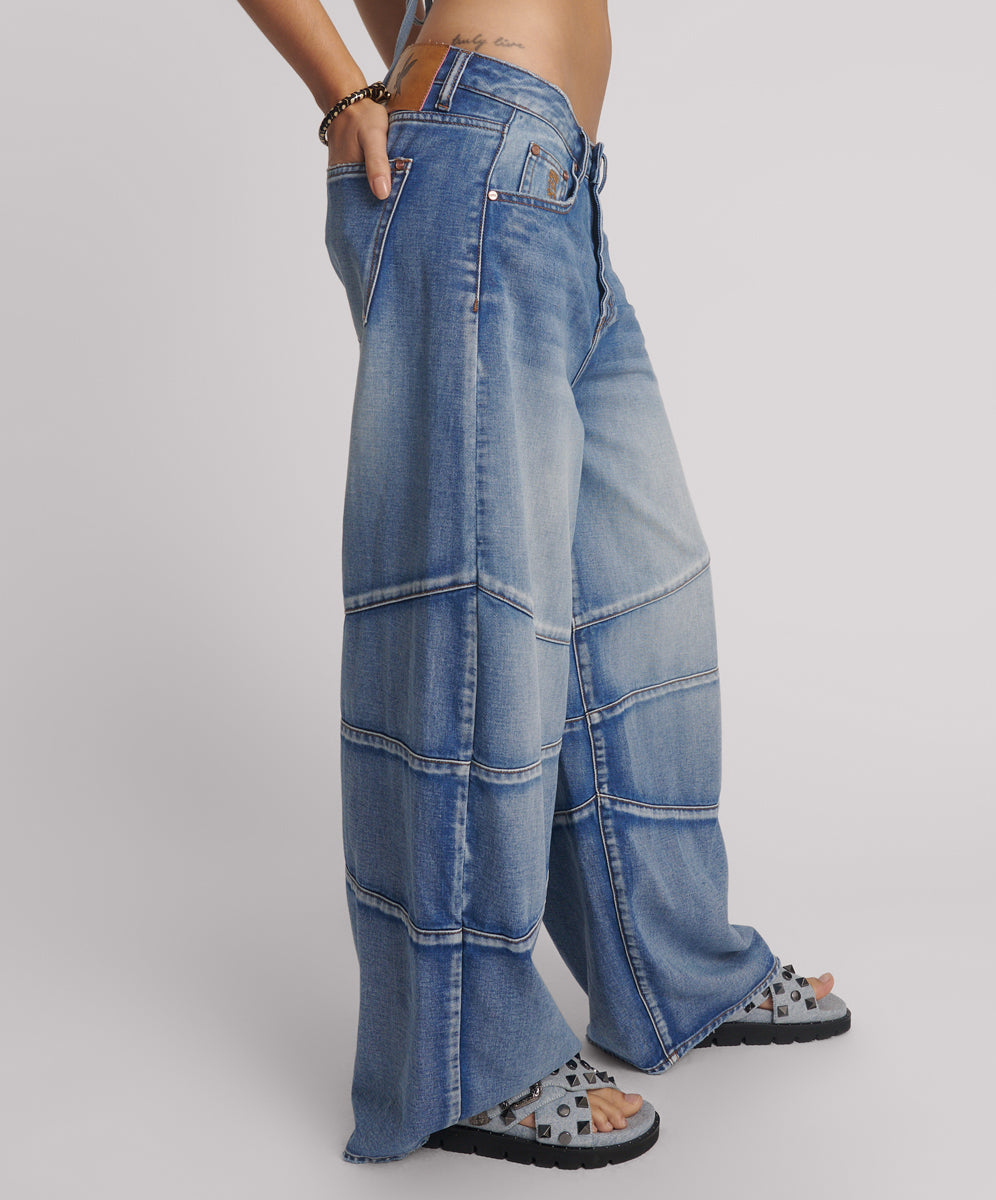 ワンティースプーン　BARREL MID WAIST DENIM JEAN Barrel Mid Waist Wide Leg Denim Jeans - Deep Pacifica Blue