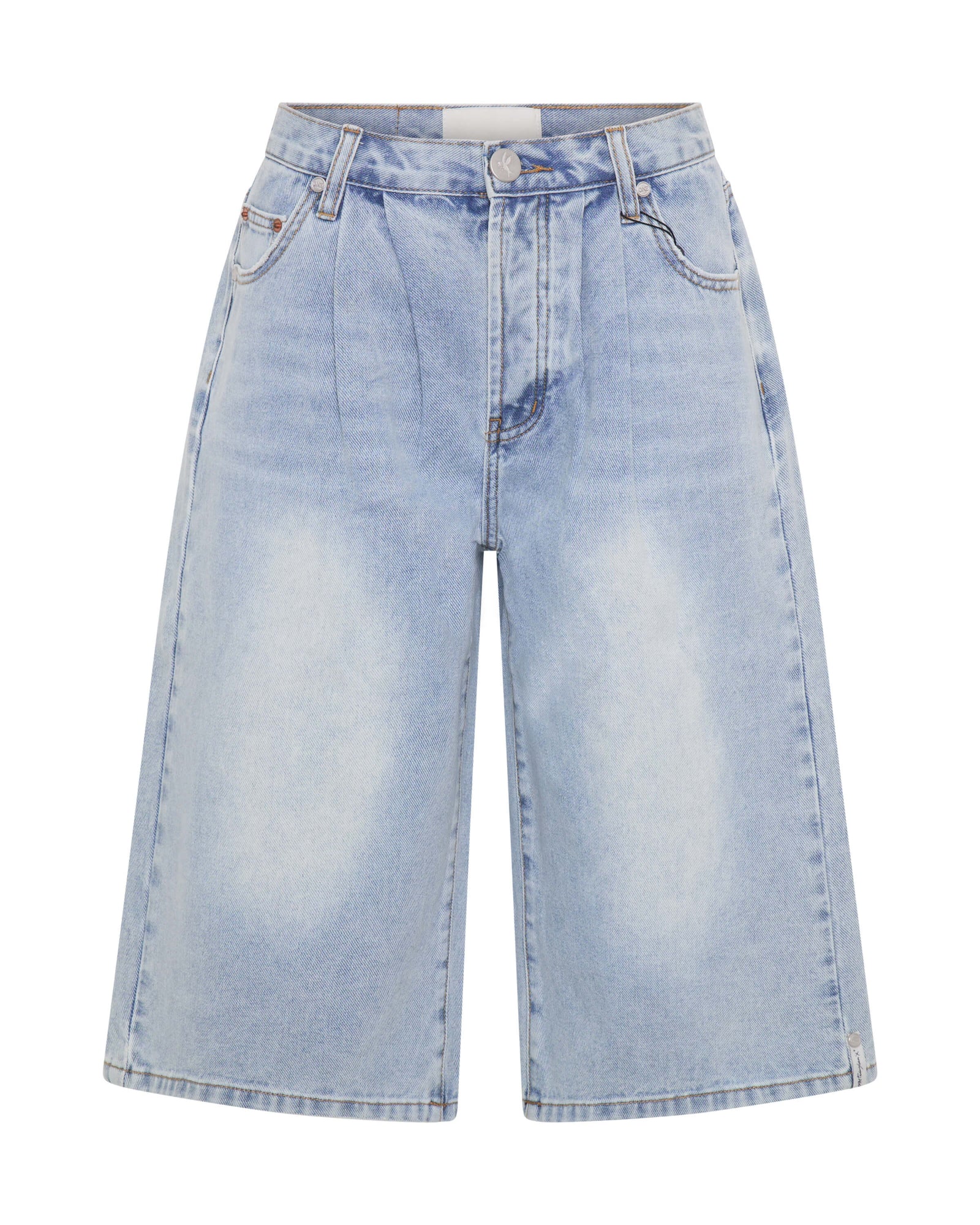 Beastie Low Waist Wide Leg Denim Jorts - Soft Blue | One Teaspoon USA