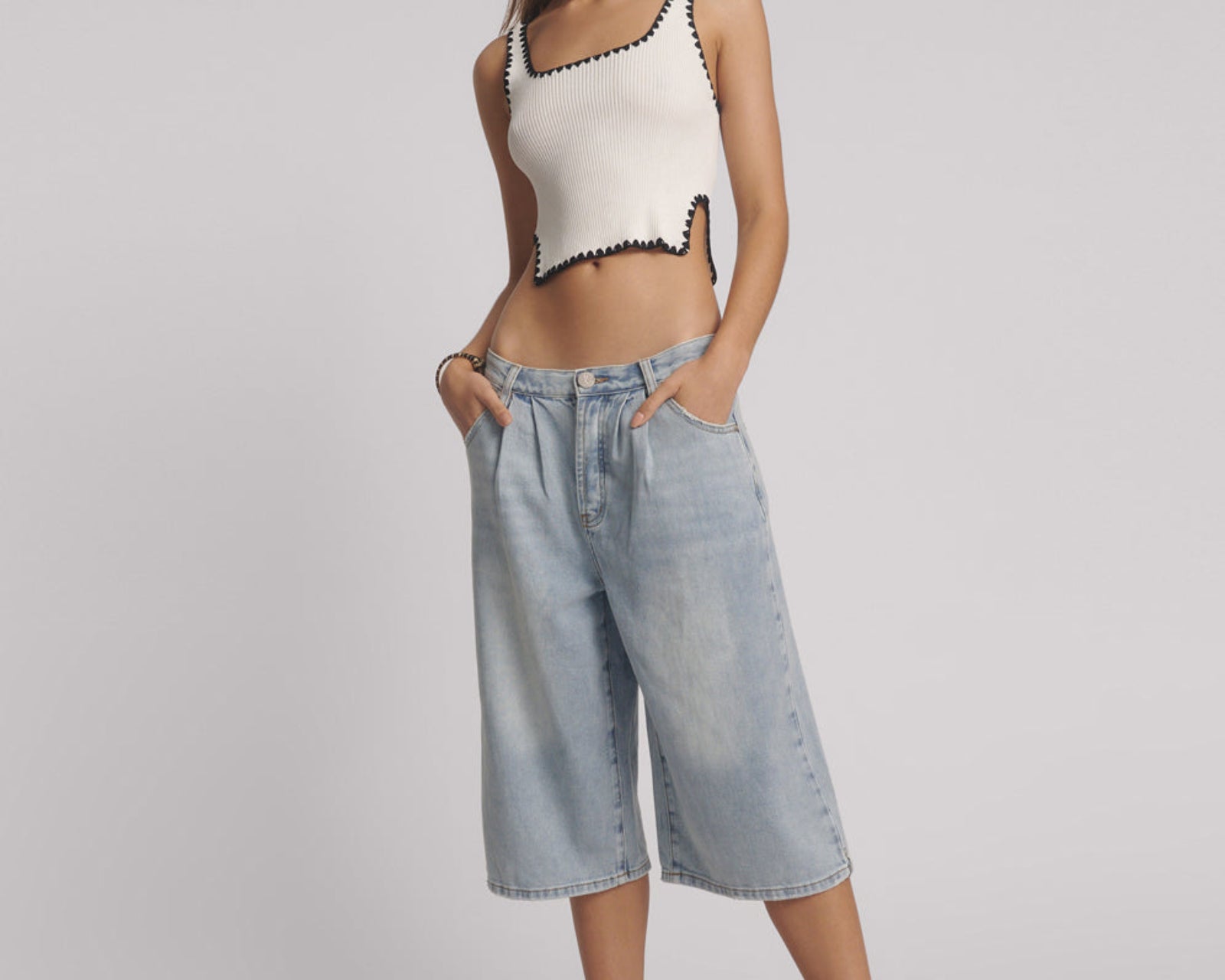 Beastie Low Waist Wide Leg Denim Jorts