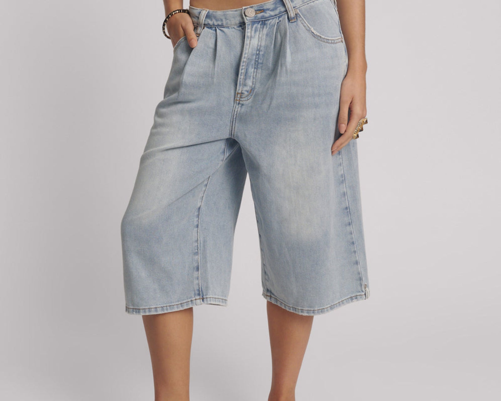 Beastie Low Waist Wide Leg Denim Jorts