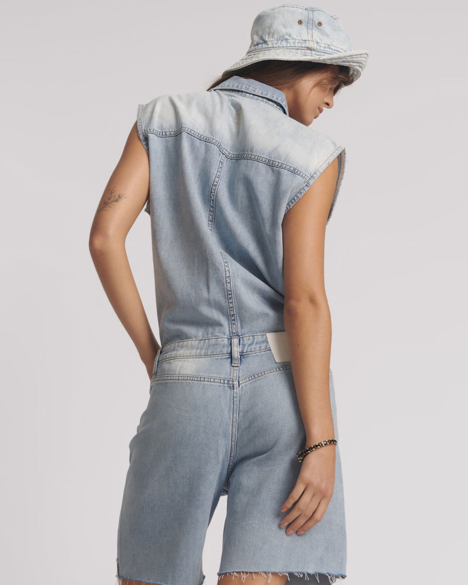 Jackson Boyfriend Mini Denim Jumpsuit - Soft Blue | One Teaspoon USA