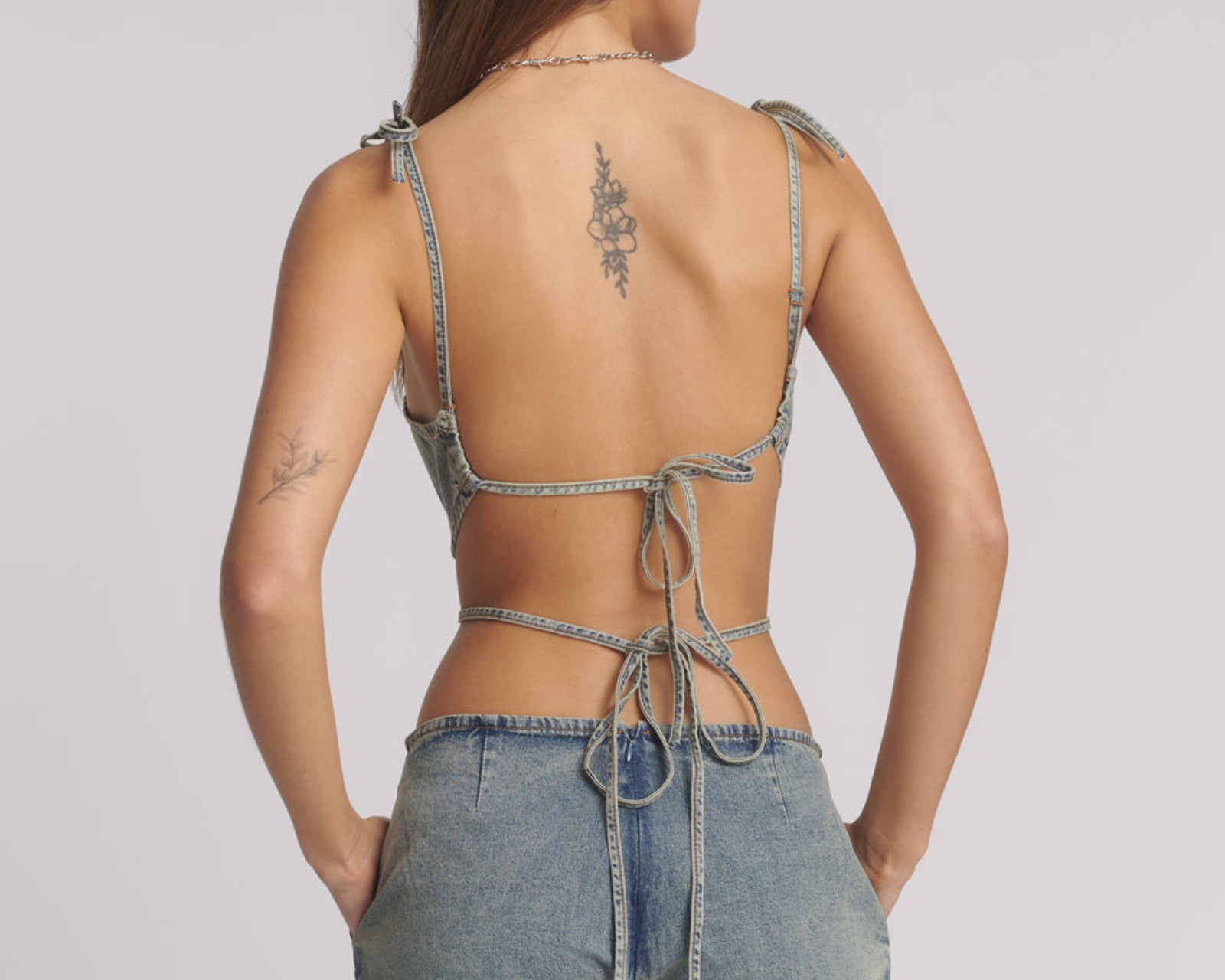 90's Backless Mini Denim Jumpsuit - Sunkissed Blue