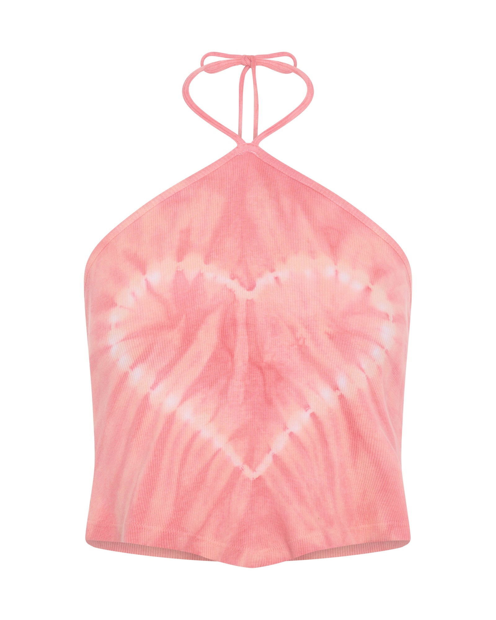Tie Dye Heart Cropped Halter Neck Top - Pink | One Teaspoon USA