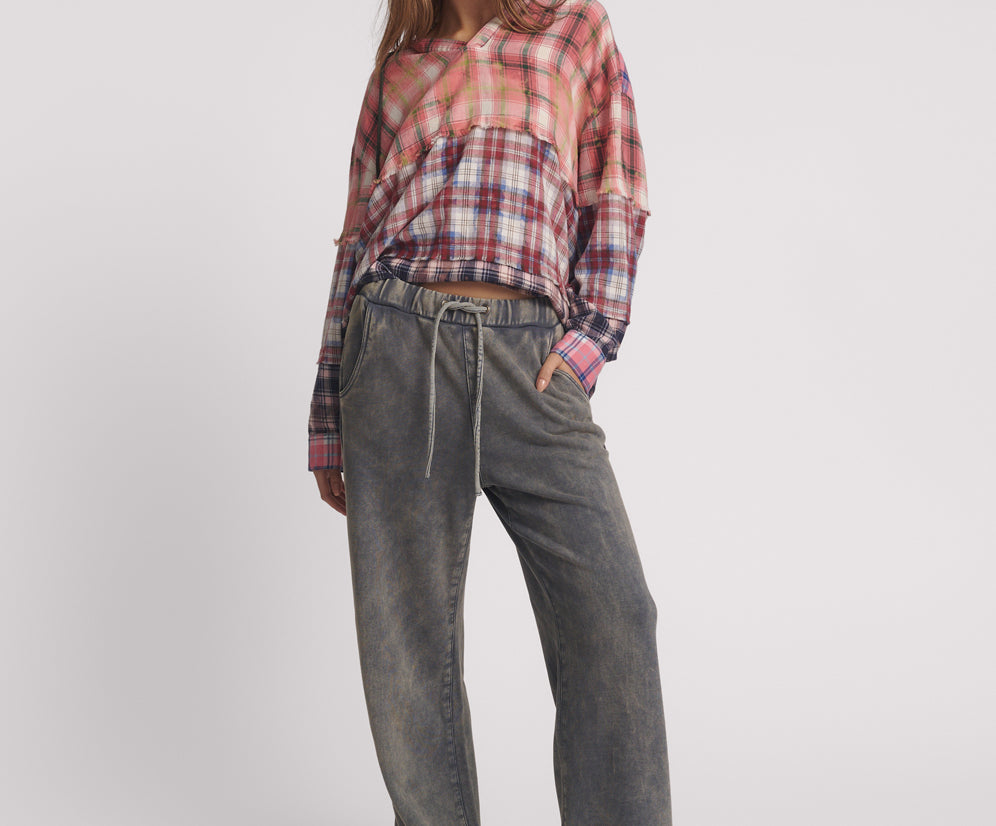 dress sweat pants Wide Leg Fleece Sweat Pants - Worn Indigo