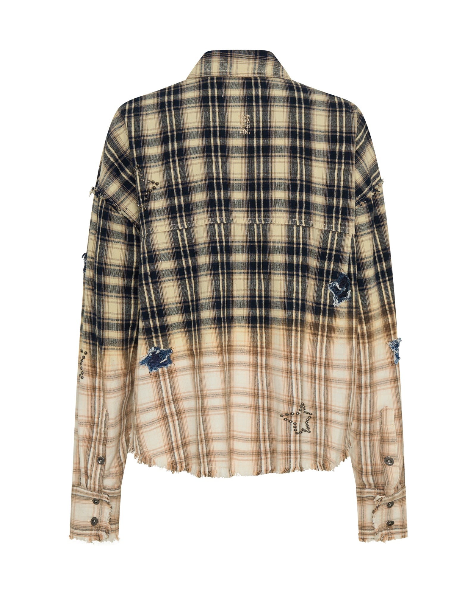 Flannel Star Studded Shirt - Cream Blue Check | One Teaspoon USA