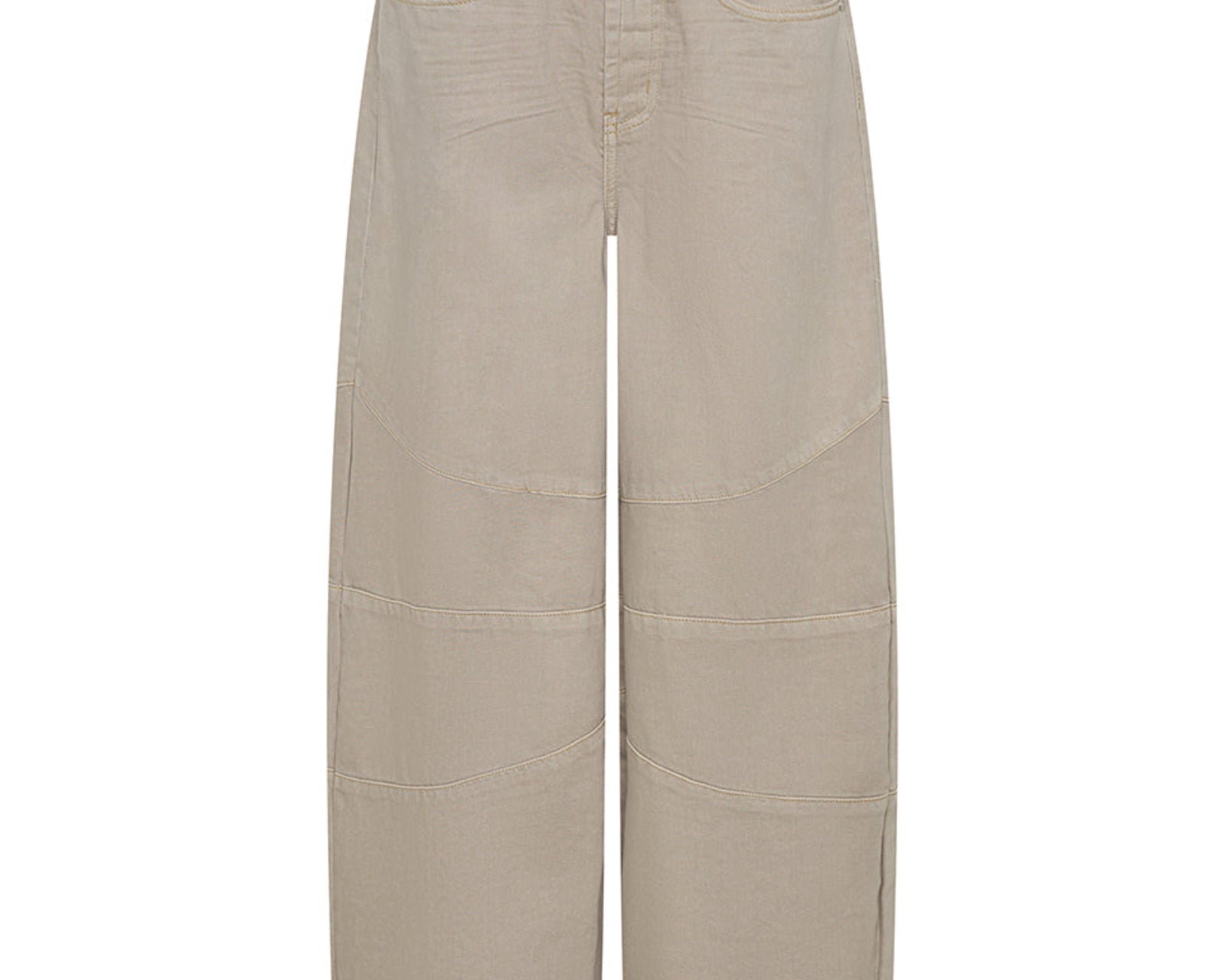 Barrel Mid Waist Wide Leg Denim Jeans - Stone