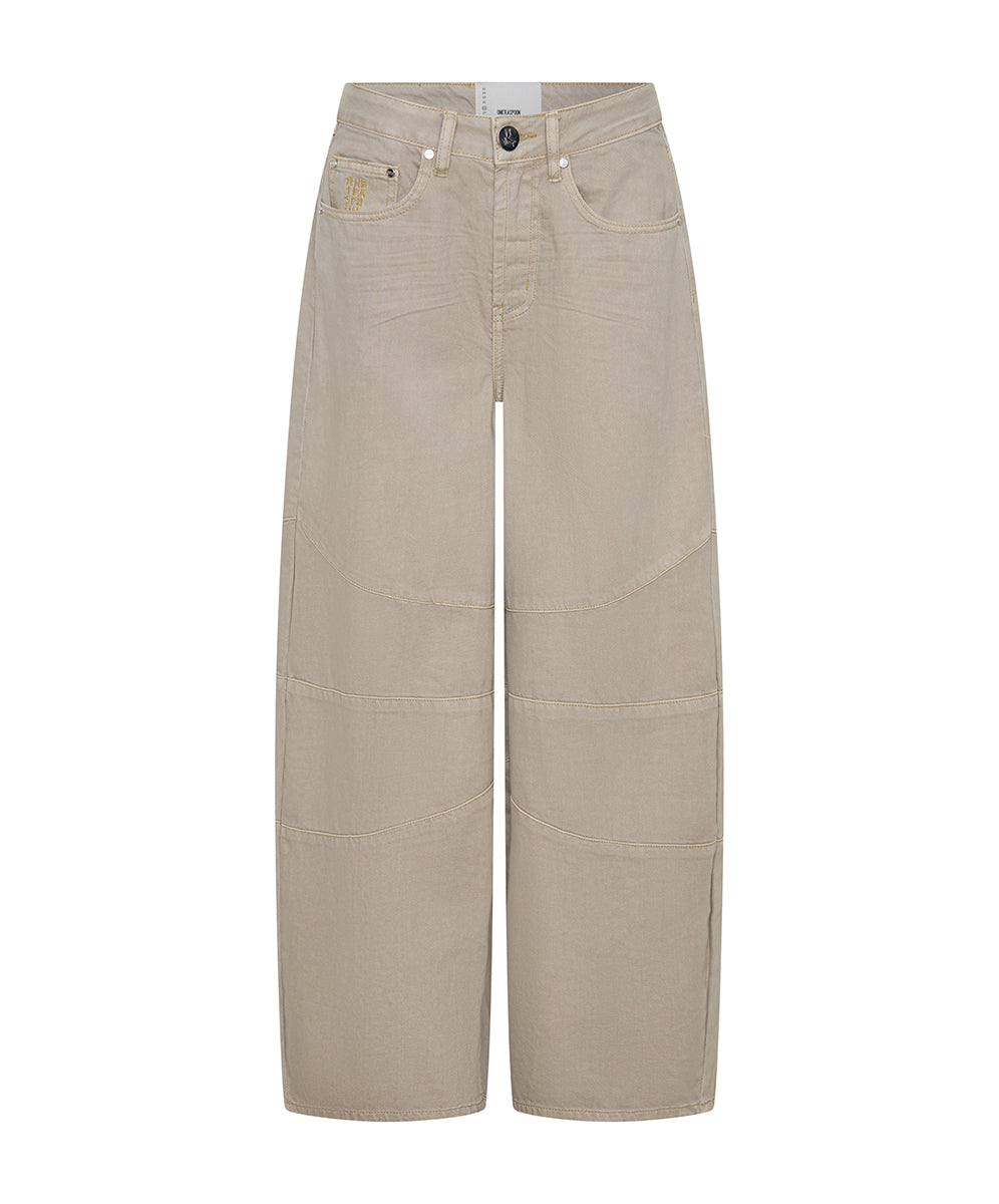 Women's Barrel Jeans Barrel Mid Waist Wide Leg Denim Jeans - Stone