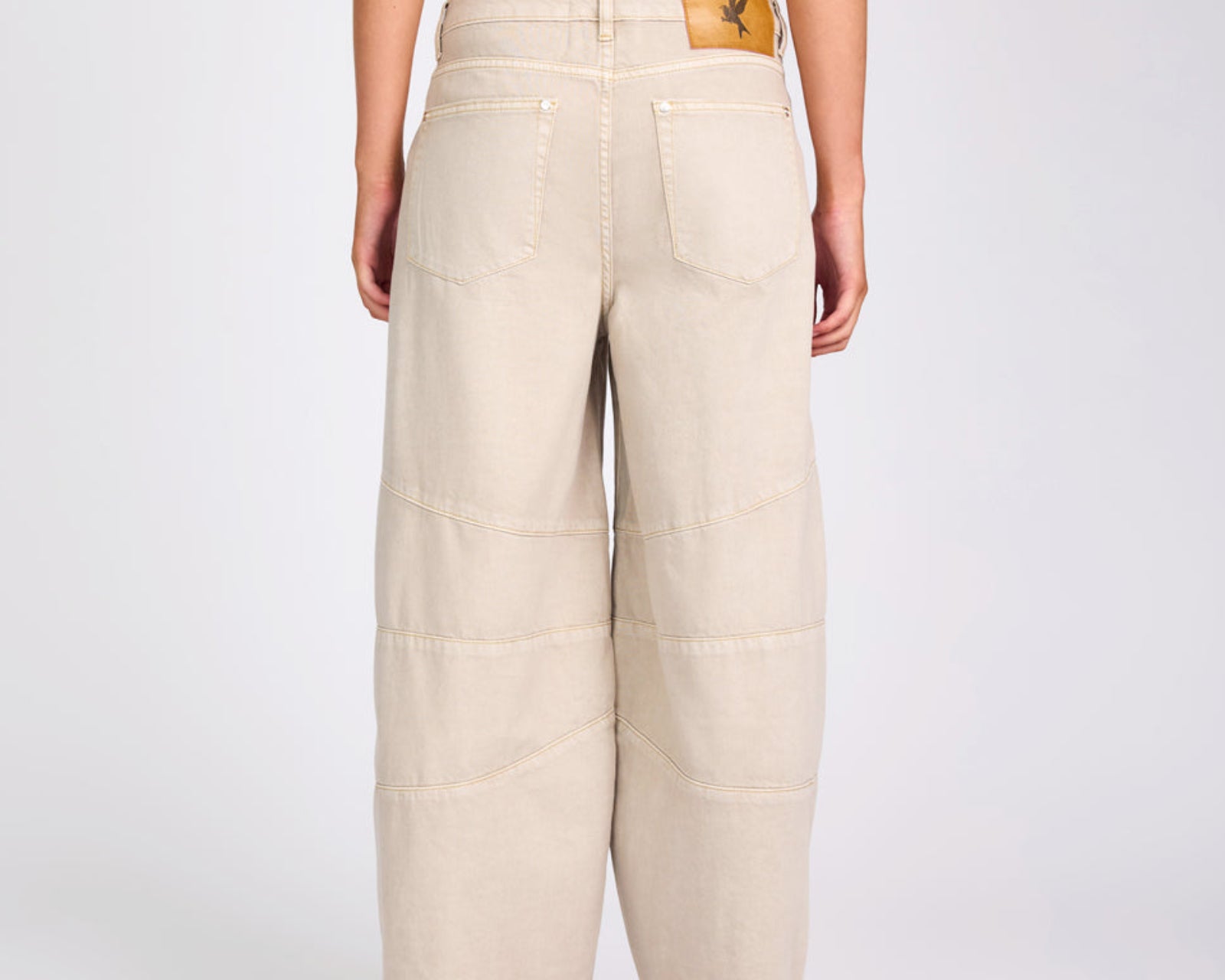 Barrel Mid Waist Wide Leg Denim Jeans - Stone