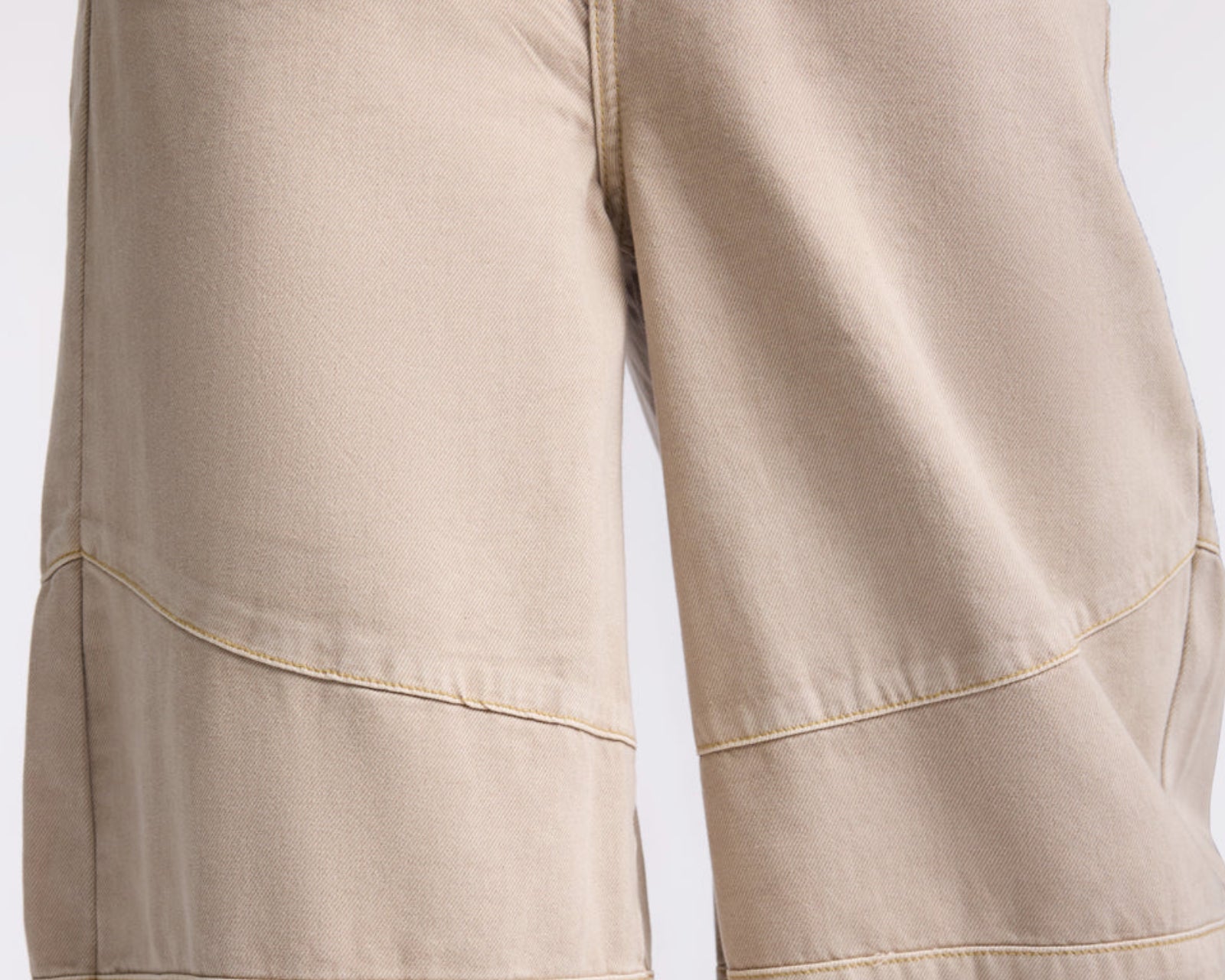 Barrel Mid Waist Wide Leg Denim Jeans - Stone