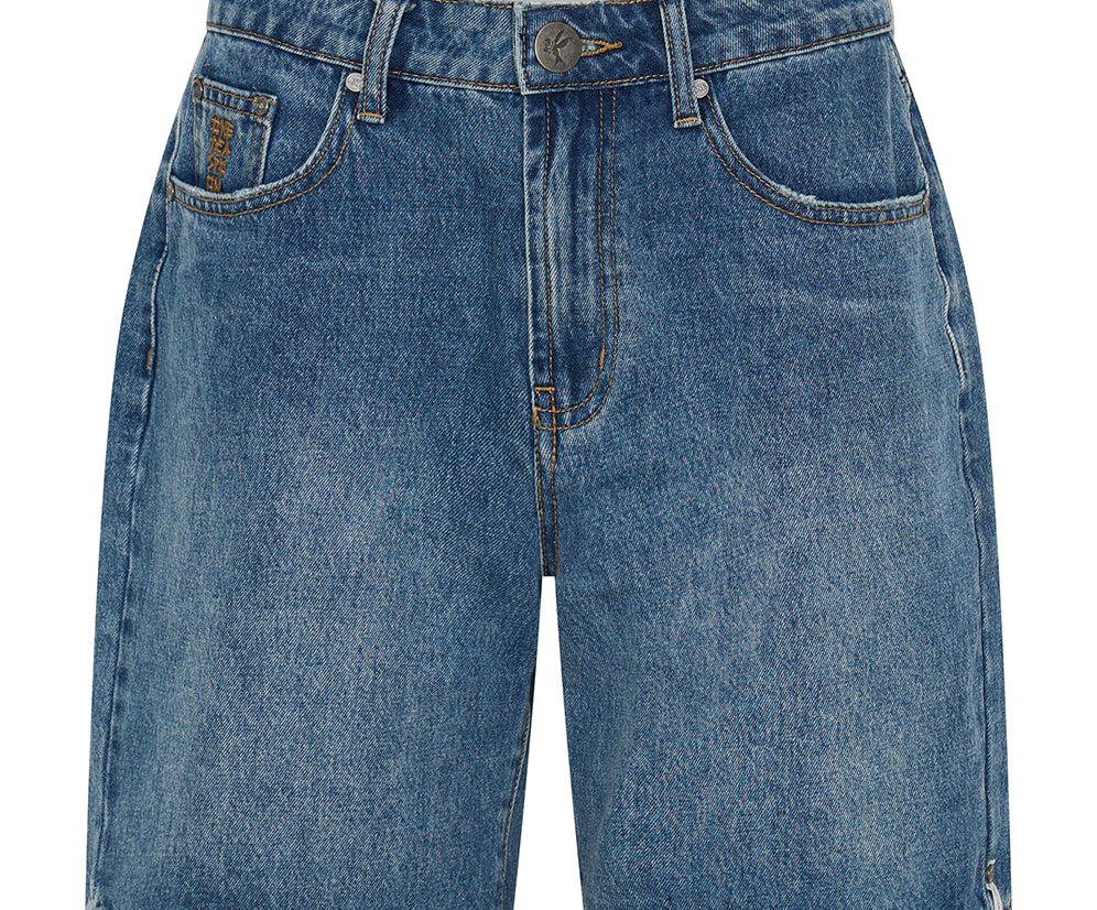 Jacksons Mid Waist Wide Leg Denim Shorts - Westland Blue