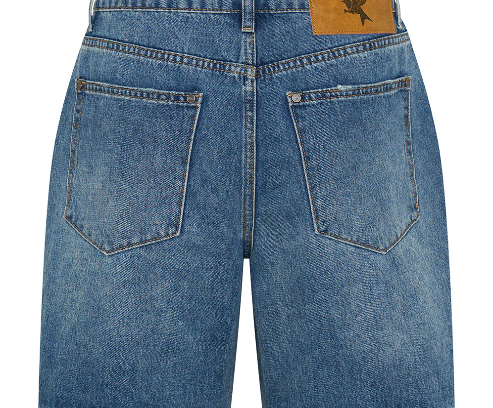 Jacksons Mid Waist Wide Leg Denim Shorts - Westland Blue