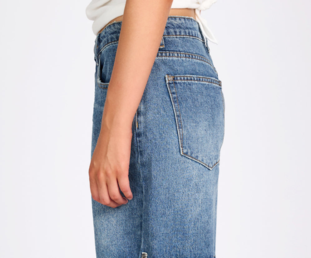 Jacksons Mid Waist Wide Leg Denim Shorts - Westland Blue