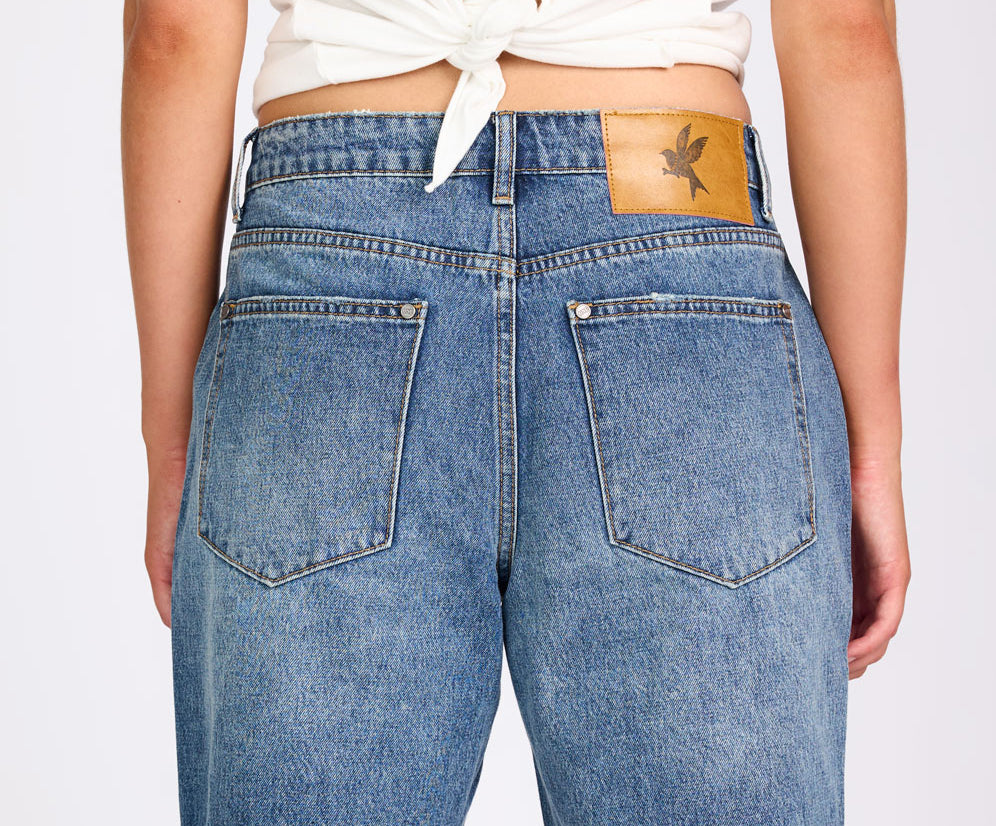 Jacksons Mid Waist Wide Leg Denim Shorts - Westland Blue
