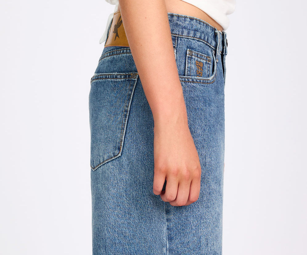 Jacksons Mid Waist Wide Leg Denim Shorts - Westland Blue