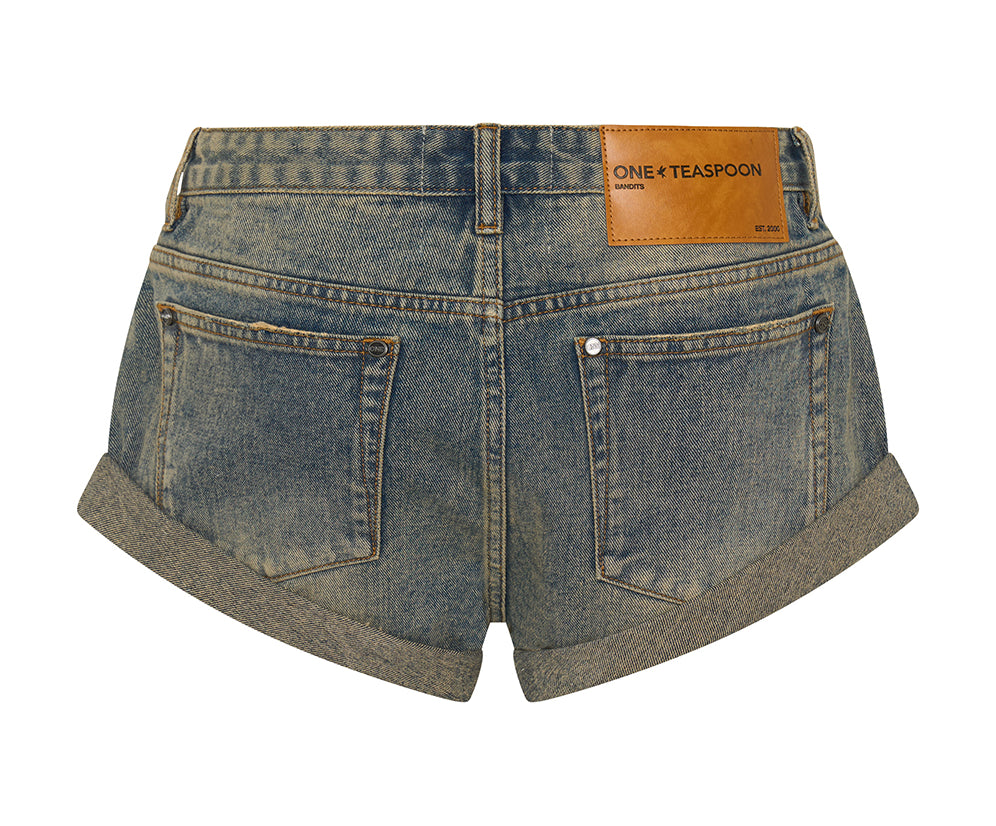 Bandits Low Waist Denim Shorts - Old Blue