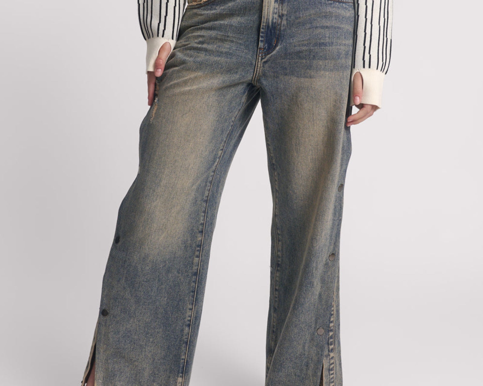 Billie Mid Waist Long Rise Straight Leg Denim Jeans - Old Blue