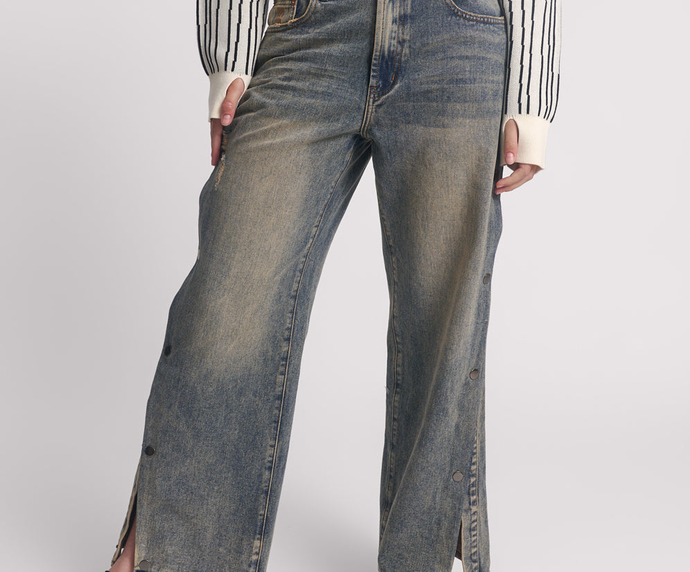 Billie Mid Waist Long Rise Straight Leg Denim Jeans - Old Blue