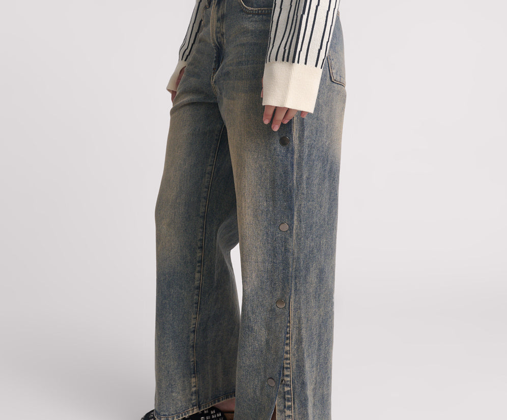 Billie Mid Waist Long Rise Straight Leg Denim Jeans - Old Blue