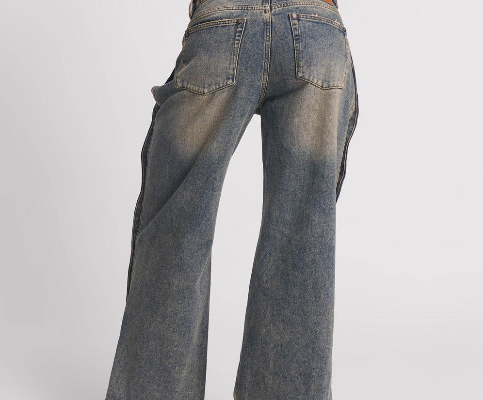 Billie Mid Waist Long Rise Straight Leg Denim Jeans - Old Blue