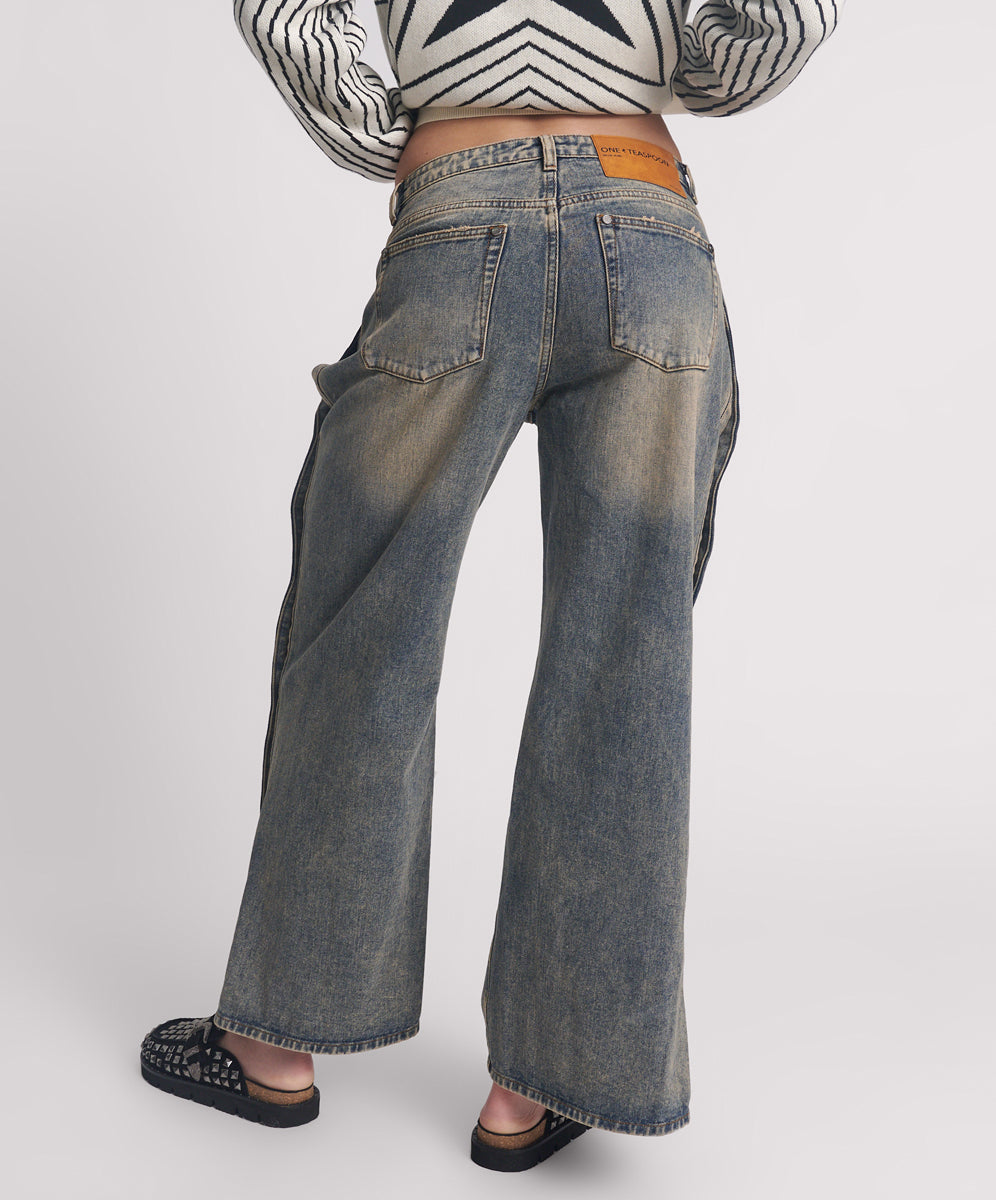 New Season Billie Mid Waist Long Rise Straight Leg Denim Jeans - Old Blue