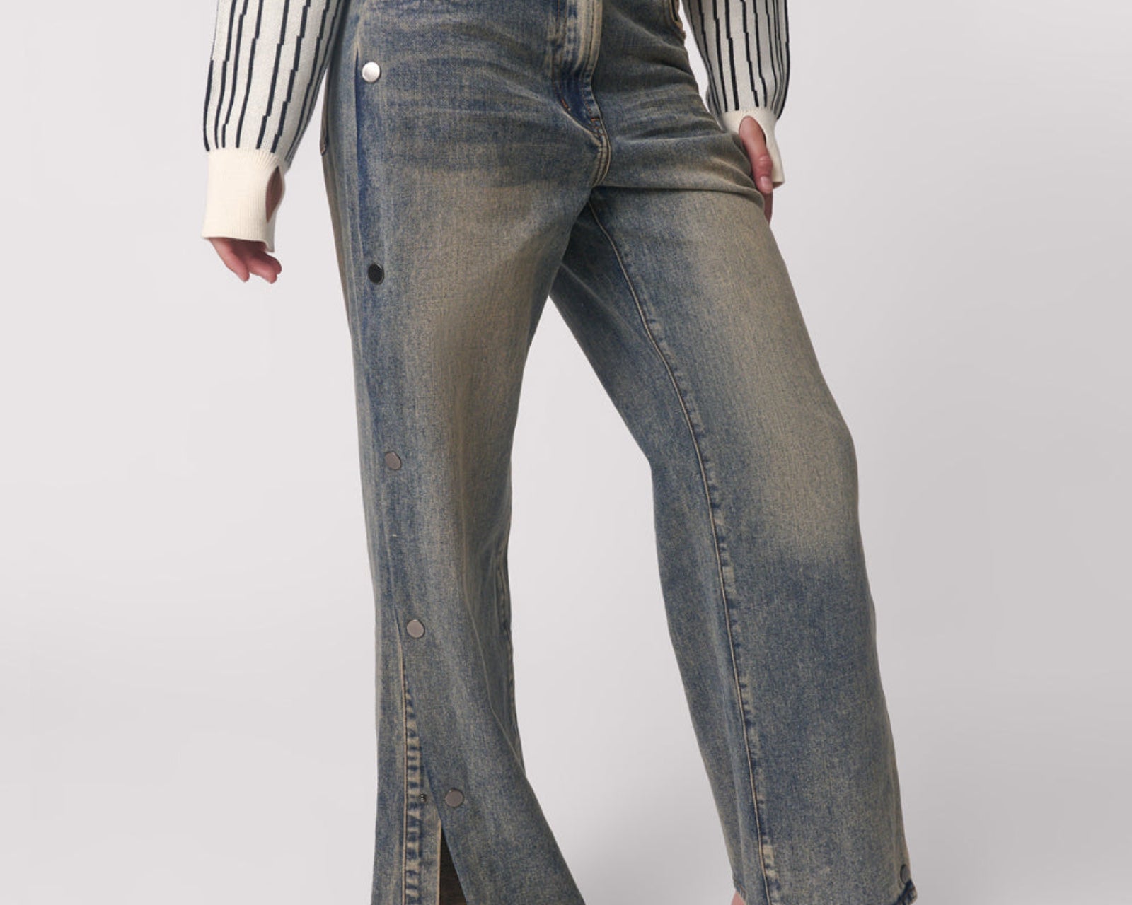 Billie Mid Waist Long Rise Straight Leg Denim Jeans - Old Blue