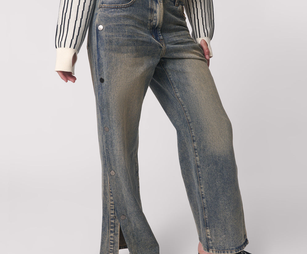 Billie Mid Waist Long Rise Straight Leg Denim Jeans - Old Blue