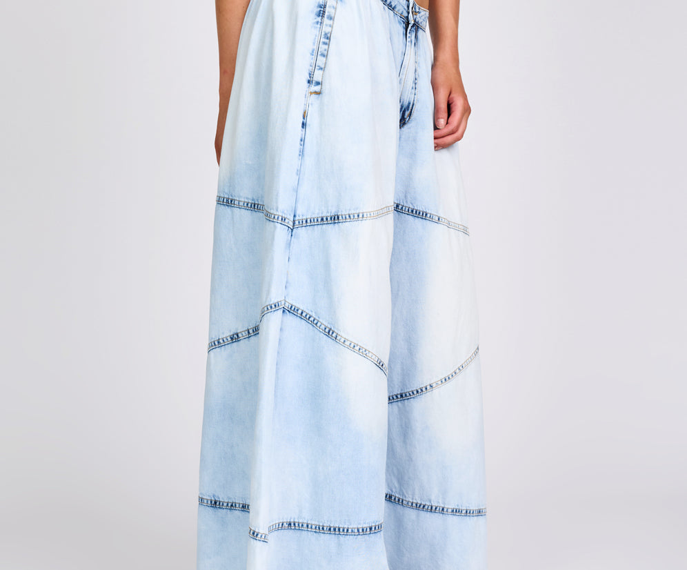 Daddios Low Waist Super Wide Leg Denim Jeans - Depeche Blue