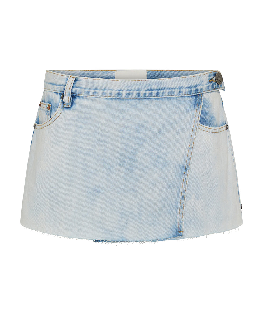 New Season Wrap Low Waist Mini Denim Skirt - Depeche Blue