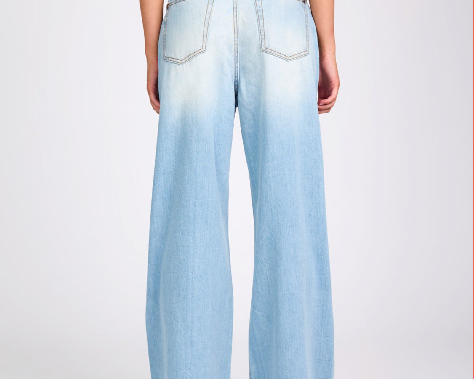 Love Machines Mid Waist Super Wide Leg Denim Jeans - Cool Blue