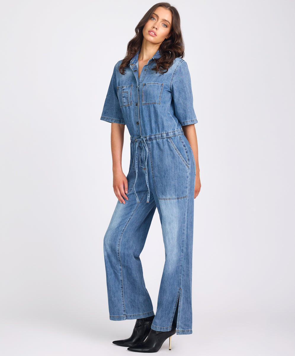 New Season Veronica Denim Jumpsuit - Westland Blue