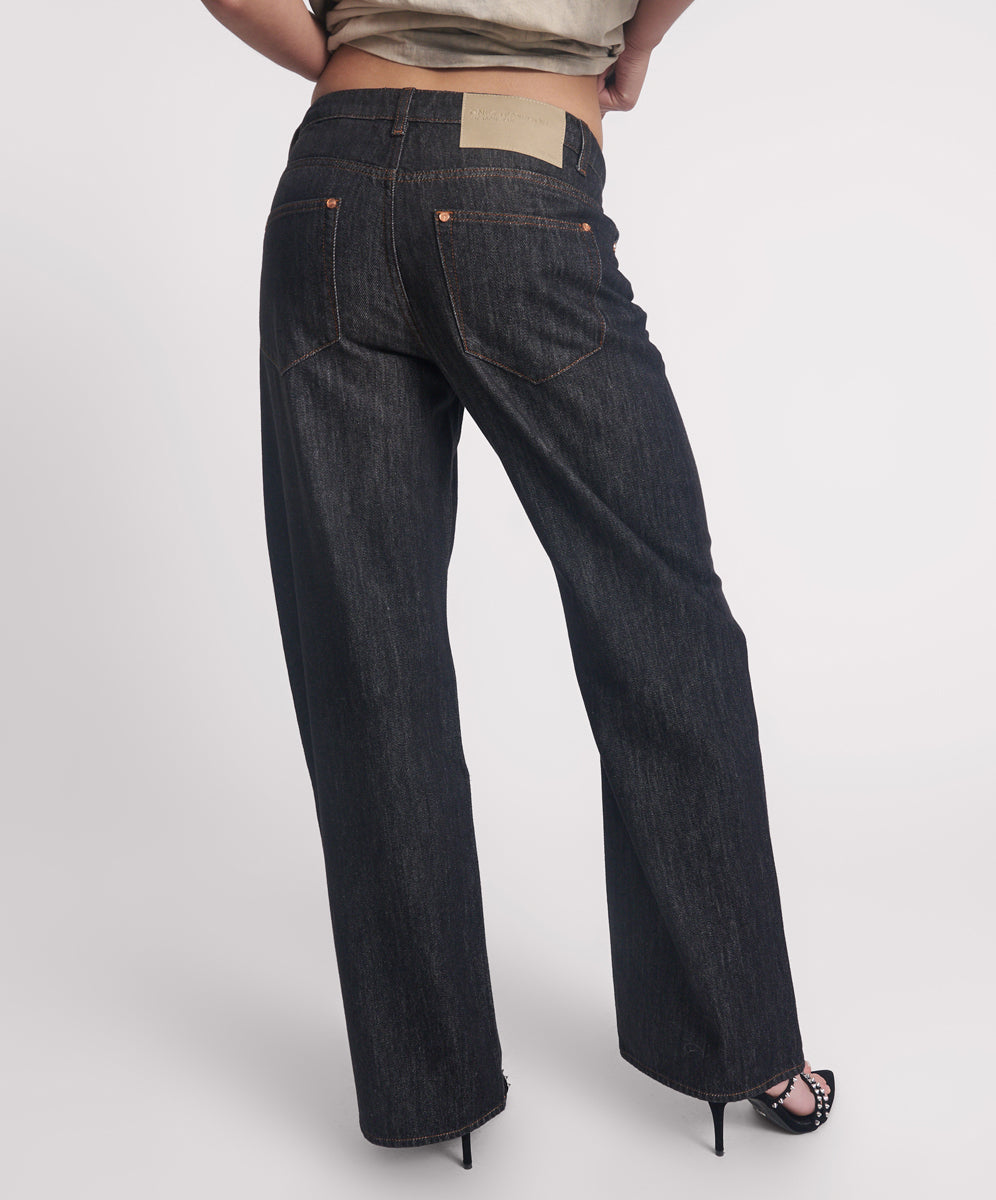 Products Jackson Mid Waist Wide Leg Denim Jeans - Raw Black