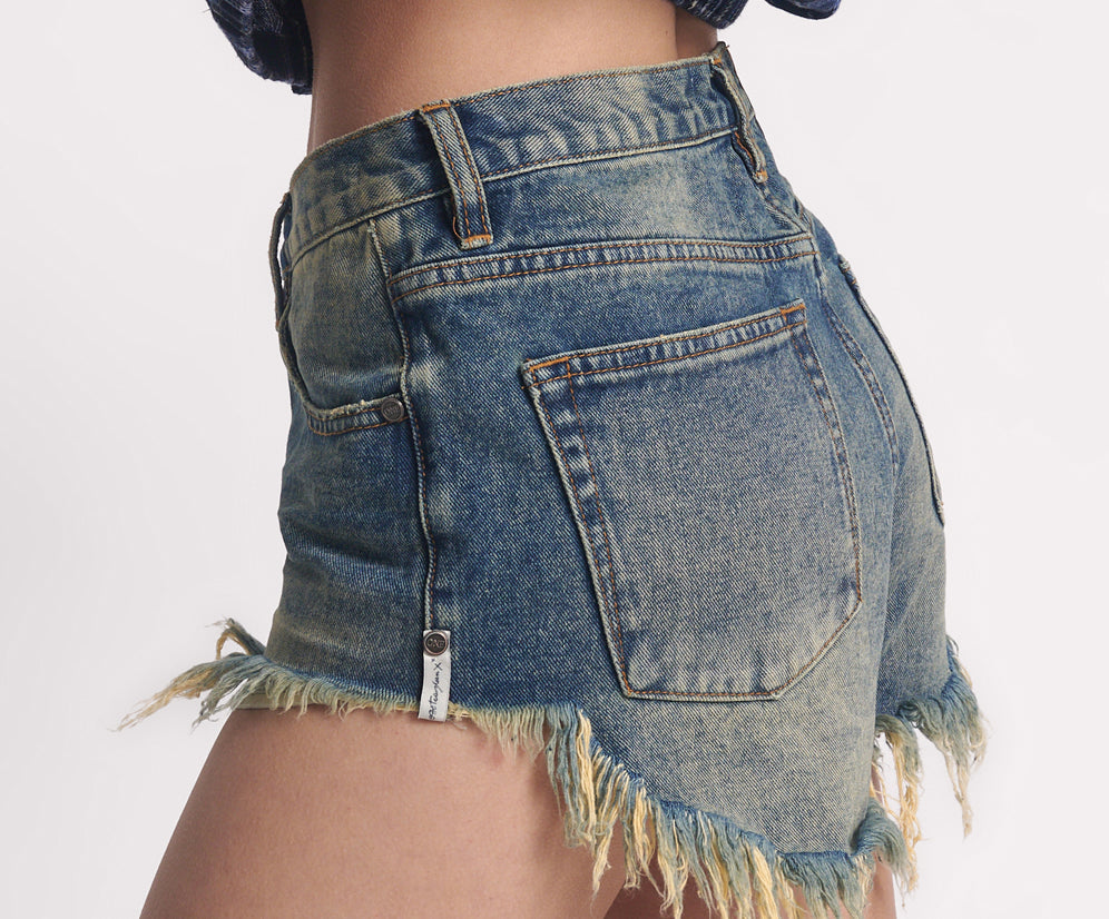 Outlaws Low Waist Mid Length Denim Shorts - Phoenix Blue