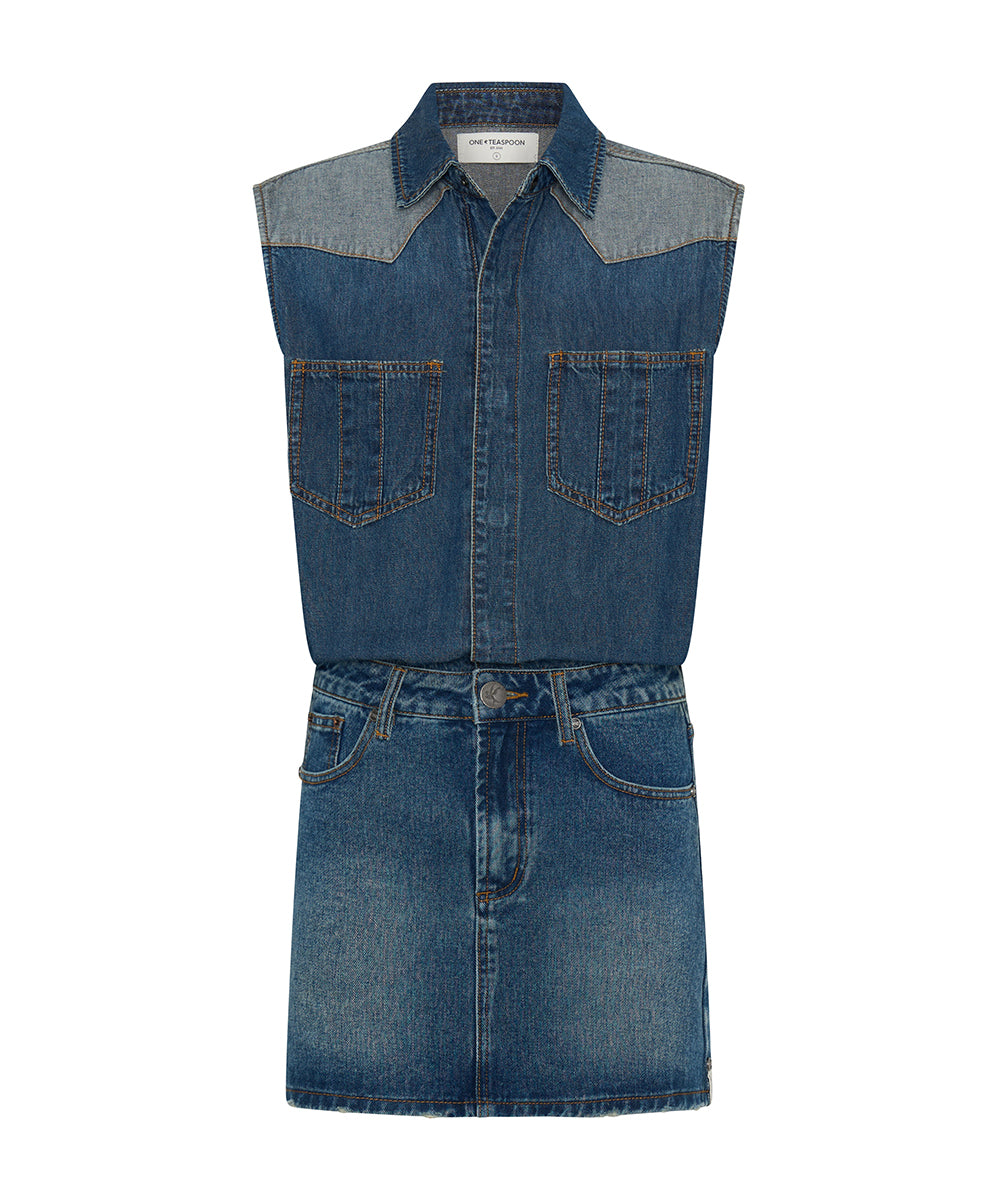 New Season Sloane Mini Denim Dress - Phoenix Blue
