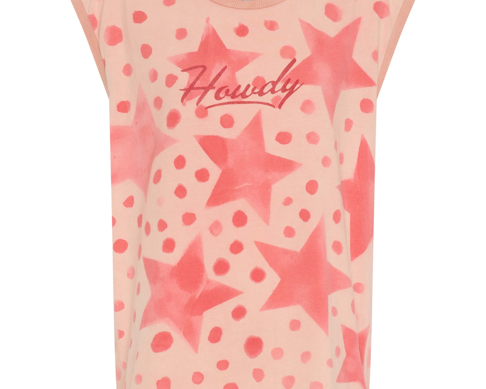 Polka Star Hand Sprayed Howdy Unisex Tank Top - Peach