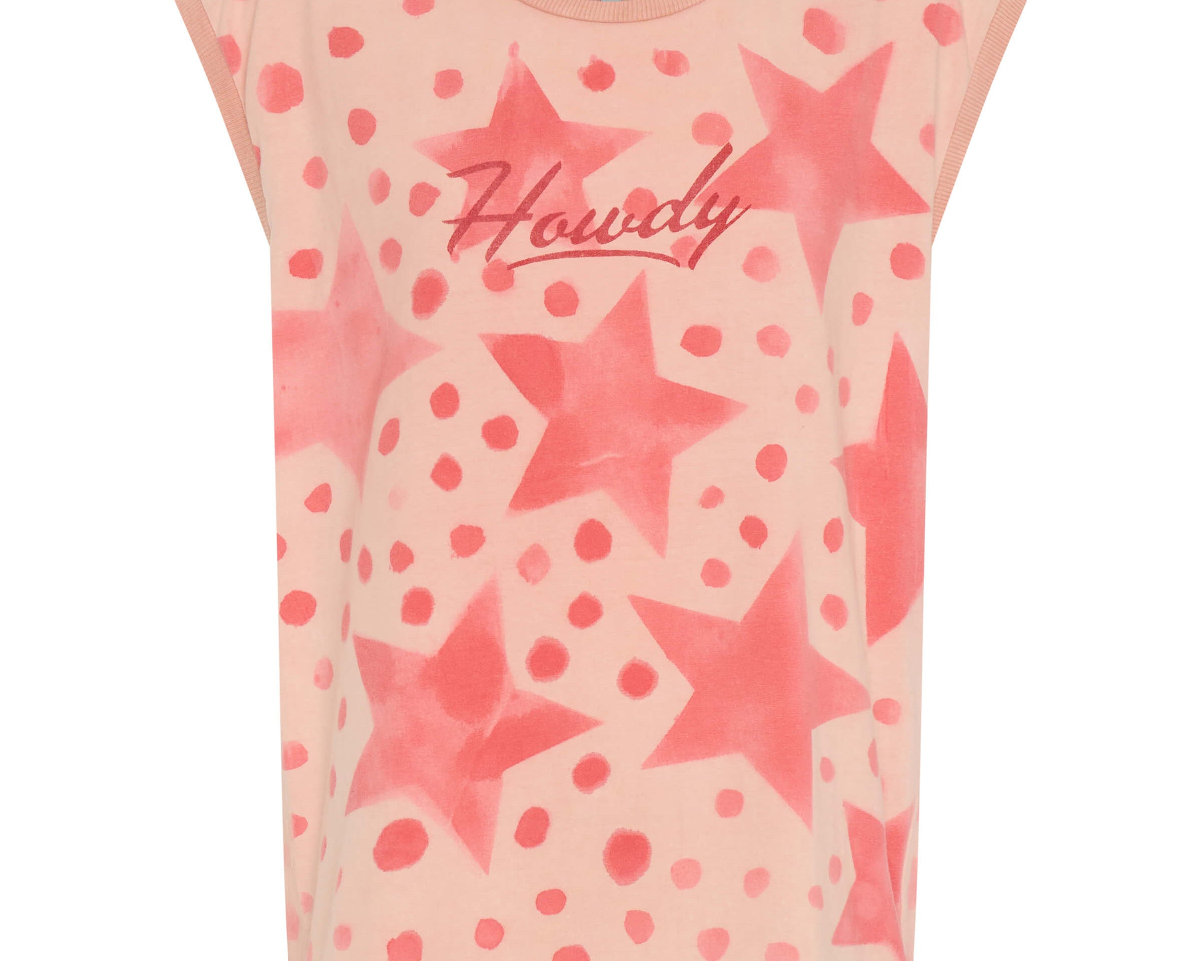 Polka Star Hand Sprayed Howdy Unisex Tank Top - Peach