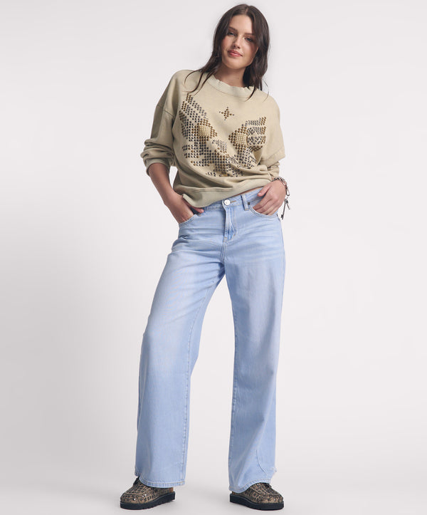 Jackson Mid Waist Wide Leg Denim Jeans - Best Blue
