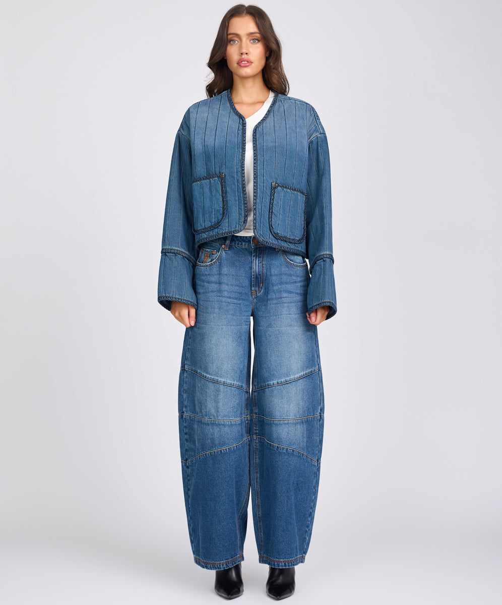 New Season Denim Wadded Jacket - Deep Pacifica Blue