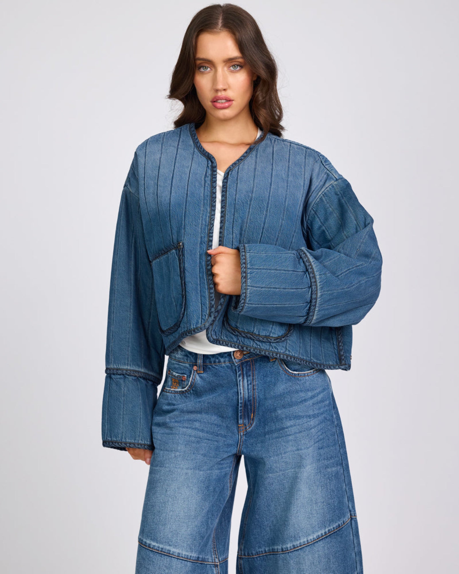 Denim Wadded Jacket - Deep Pacifica Blue
