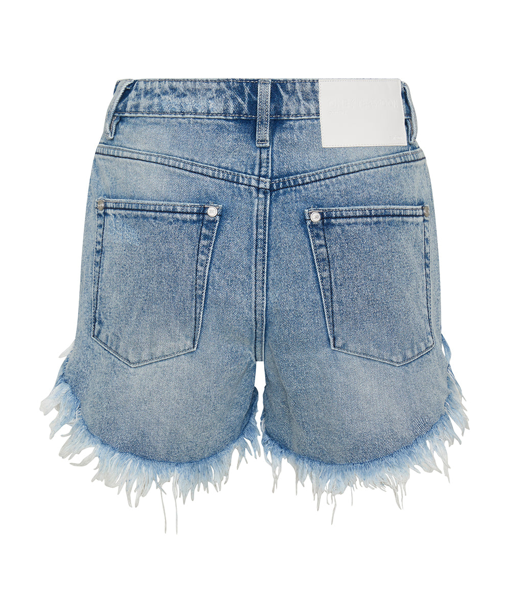 Outlaws Mid Waist Mid Length Denim Shorts - Salty Dog Blue