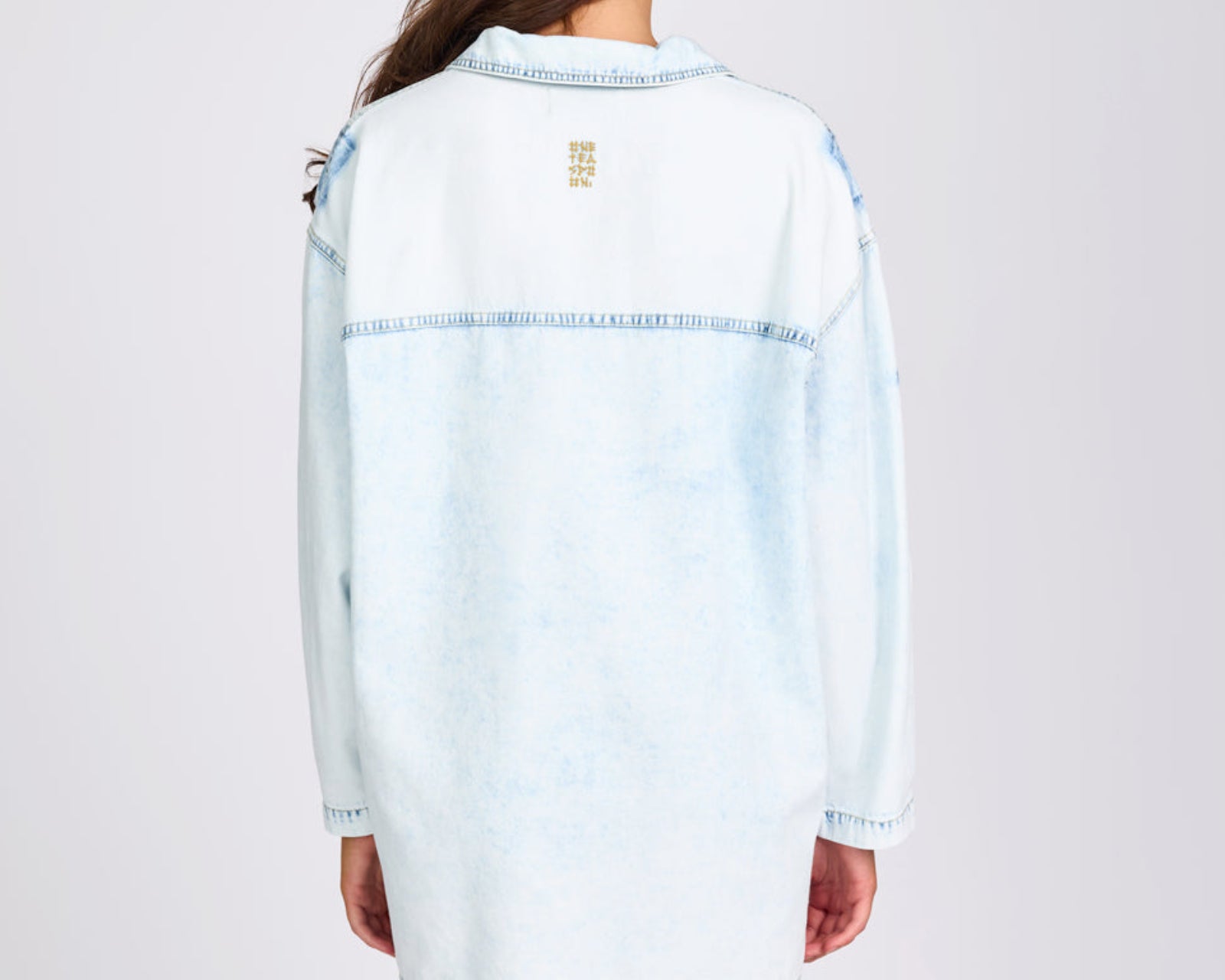 denim pullover dress Billy T Women's Chambray Overall Maxi Dress - Blue - Size L