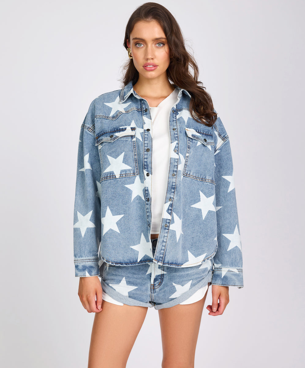 Women's Shirts Daria Denim Shacket - Starwash