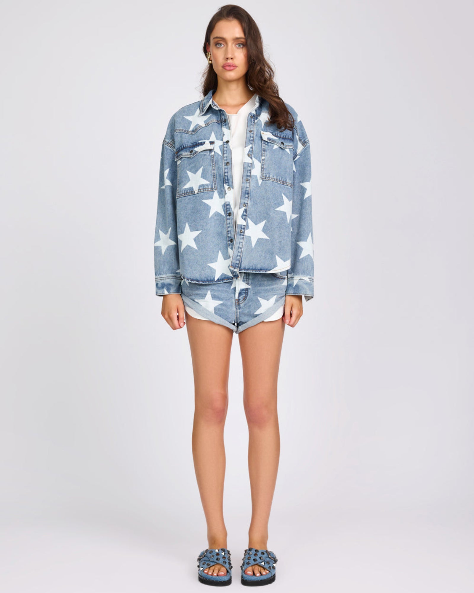 Daria Denim Shacket - Starwash | One Teaspoon USA